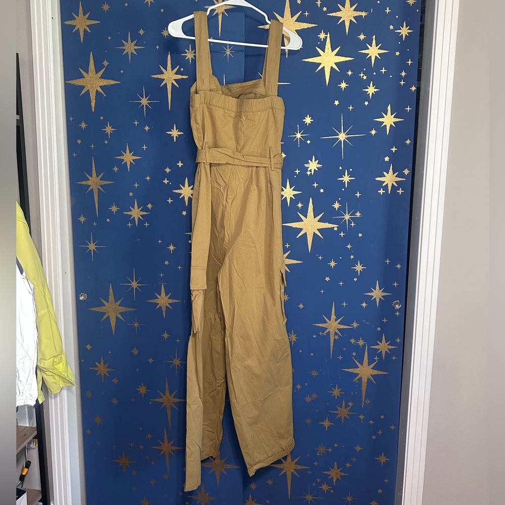 NWT Cider Cotton Mid Rise Utility Jumpsuit with Belted Waist L - Picture 9 of 12